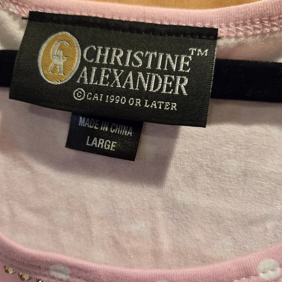 Christine Alexander Light Pink Polka Dot Tank Top W Swarovski Crystals - Picture 3 of 5